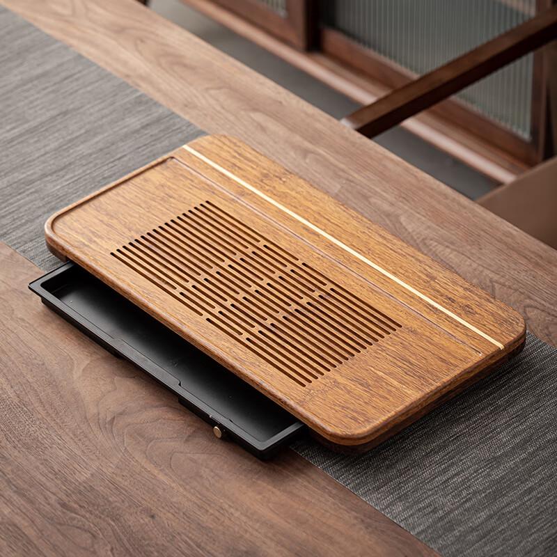 Rectangular Bamboo Tea Tray with Drainage