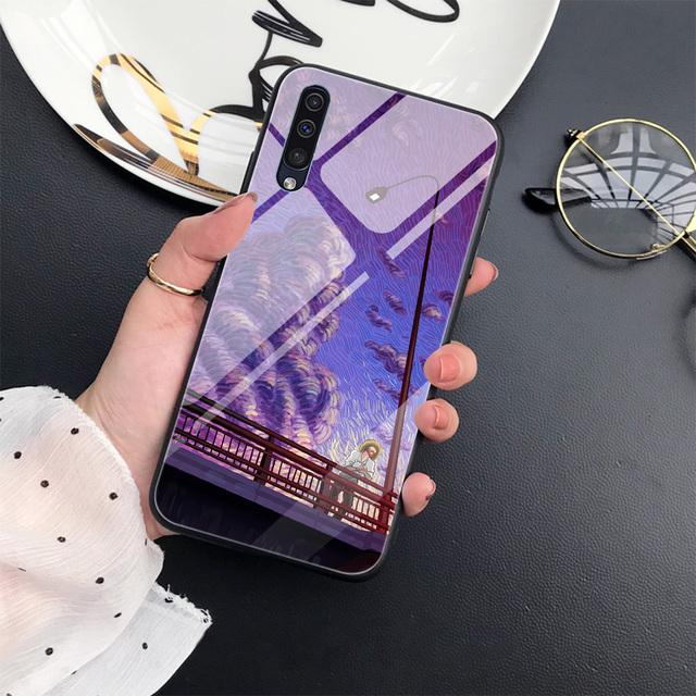 Luxury Phone Case For Samsung Galaxy A71 A72 A70 A73 A53 A13 5g A03 A22 A21s A03 Core A42 A52 Anime Scenery Glass Cover Capas