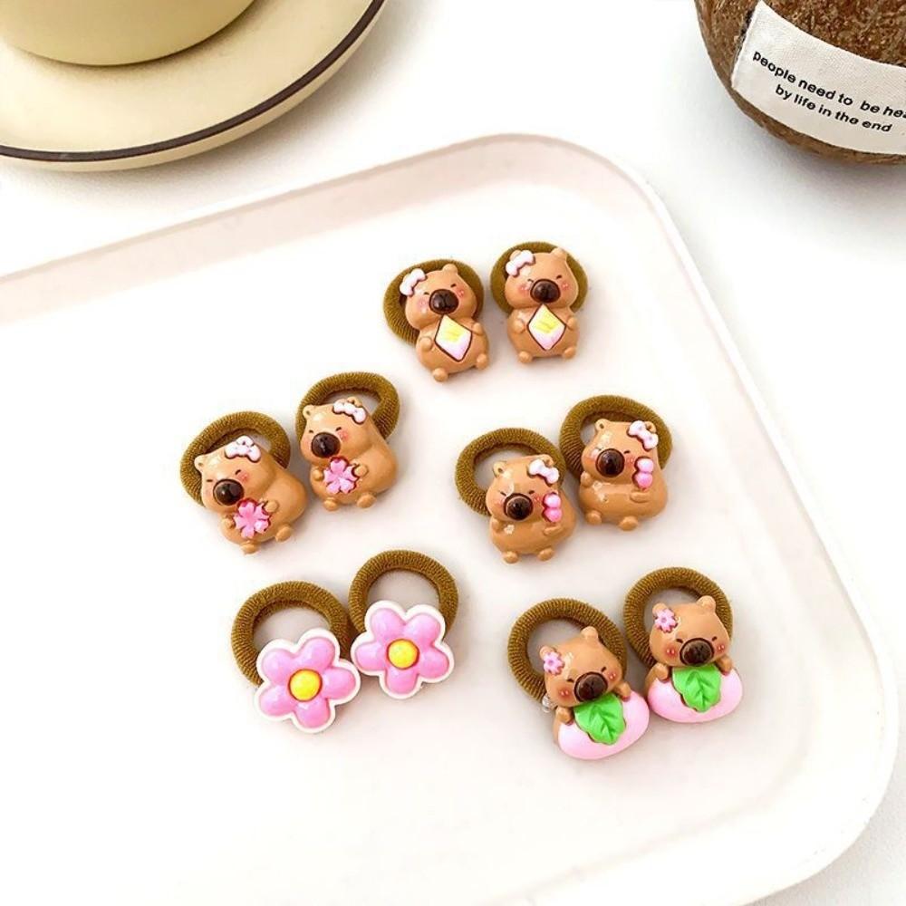 

10 шт. плетеные кожаные резинки для волос из смолы, смешанные цвета, резинка для волос с капибарой, школьные аксессуары Style C