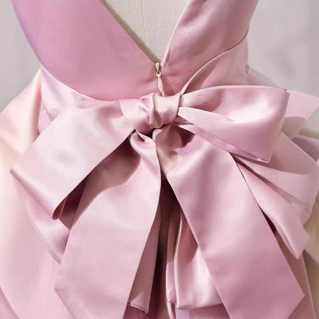 Girls' Sleeveless Puffy Mesh Princess Dress with Bow - Spring/Summer European & American High-End Fashion.