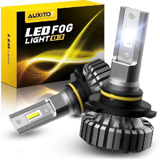 AUXITO H11 H8 H9 LED Bulbs, 400% Brighter, 6500K White Fanless Lights, Plug And Play Halogen Bulb Replacement H8 Fog Light, Pack Of 2