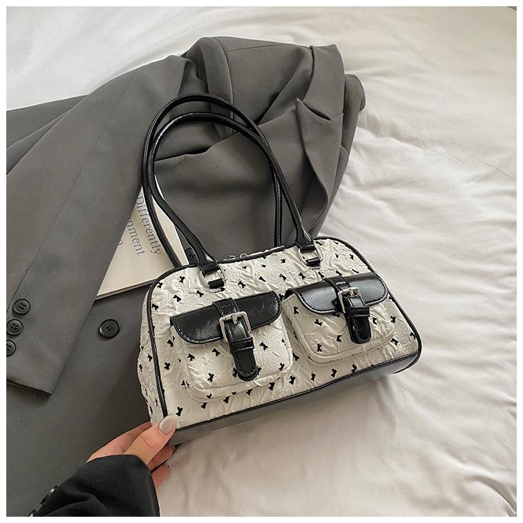 

2025 summer new Korean version handbag large-capacity bowling bag splicing shoulder bag fashion underarm bag women s bag