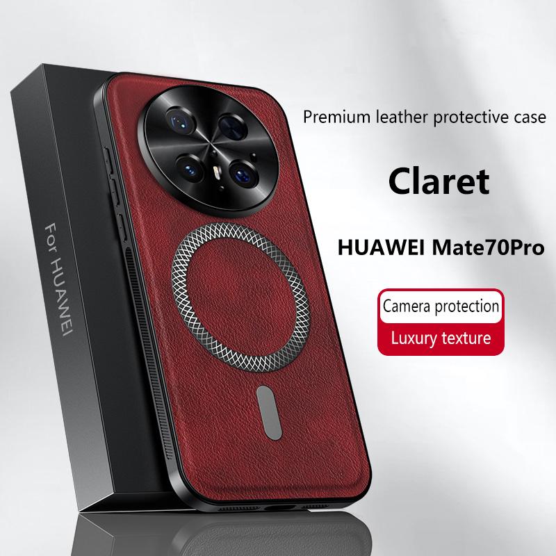 Pro Huawei Mate 70 & Mate 70 Pro Pouzdro Magnetické Elegantní Kožené Odolné proti opotřebení Objektiv Plně Kryté Protiskluzový Úchop Kryt Okraje Skořepina