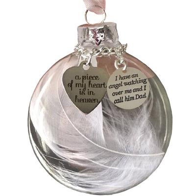 Andělské peříčko Přívěsek srdce kouzlo Kousek mého srdce je v nebi Pamětní dekorace Míč Domácí dekorace Přívěsek