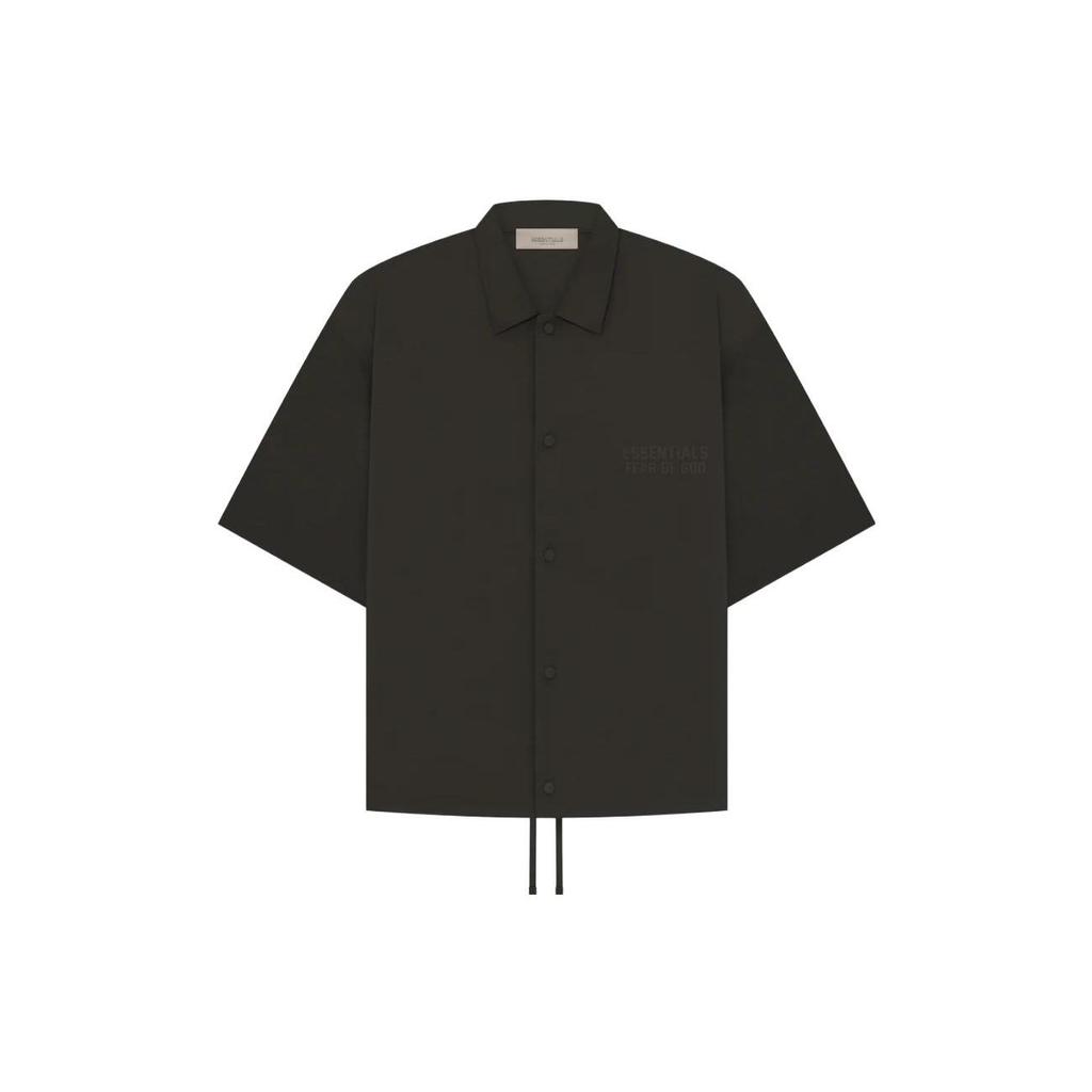 Fear of God Essentials Short-Sleeve Nylon Shirt Off Black Men Tops 186BT224000F