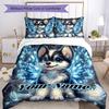 3pcs Custom Name Fantasy Puppy Wings Bedding Set Printed Bedding Set Duvet Cover Closure Includes 1 Duvet Cover & 2 Pillowcases Bedroom Decor