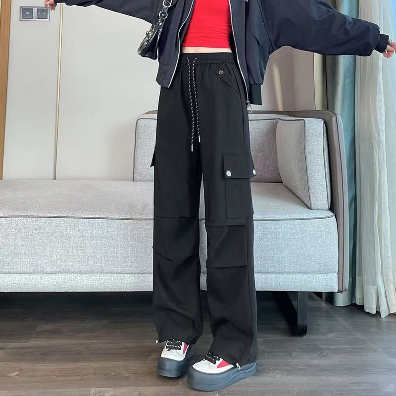 AmericanStyle Cargo Pants for Women  SpringAutumn Loose Cool Style MultiPocket Mountaineering Straight WideLeg Trousers