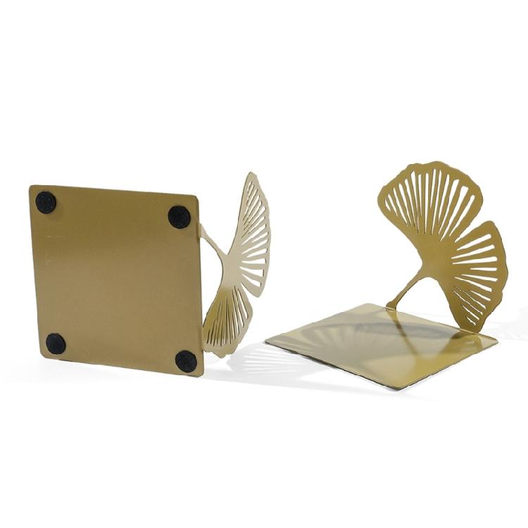 2 szt. Puste podpórki do książek na półki Wytrzymałe metalowe podpórki do książek Podpórki do książek liść ginkgo Podpórki do książek na biurko Dekoracyjny stoper do książek