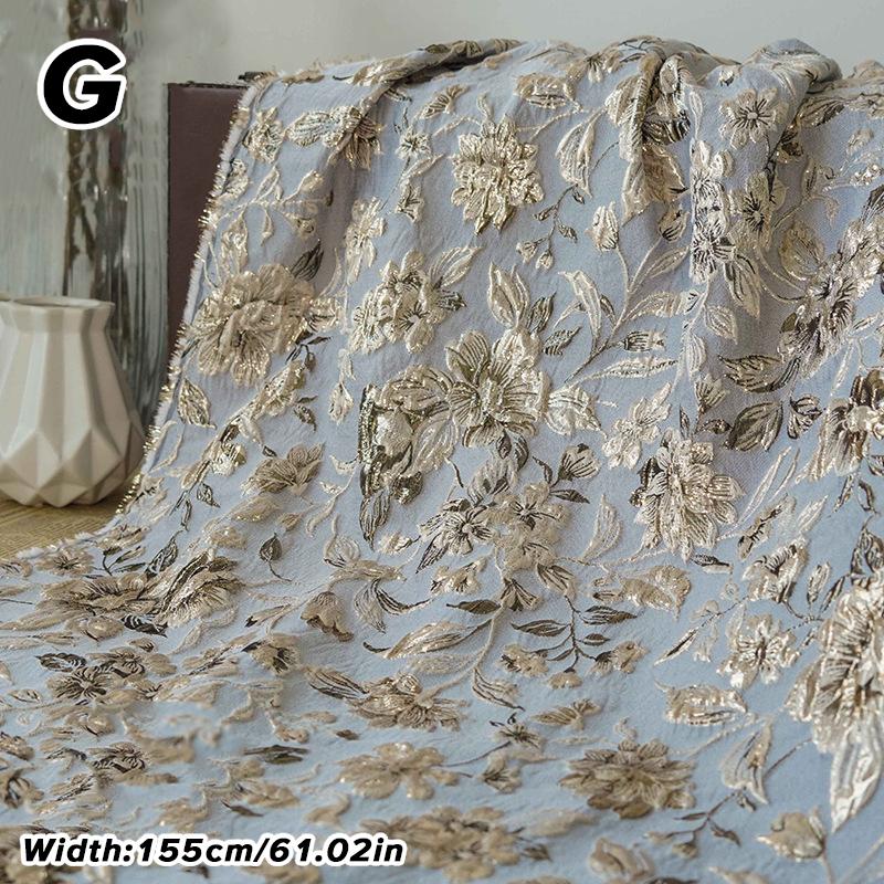 1M Luxus Goldene Seidenblume Geprägtes Jacquardgewebe Gewebter Brokatstoff Bekleidung Kleid Anzug Tasche Polsterung DIY Nähstoff
