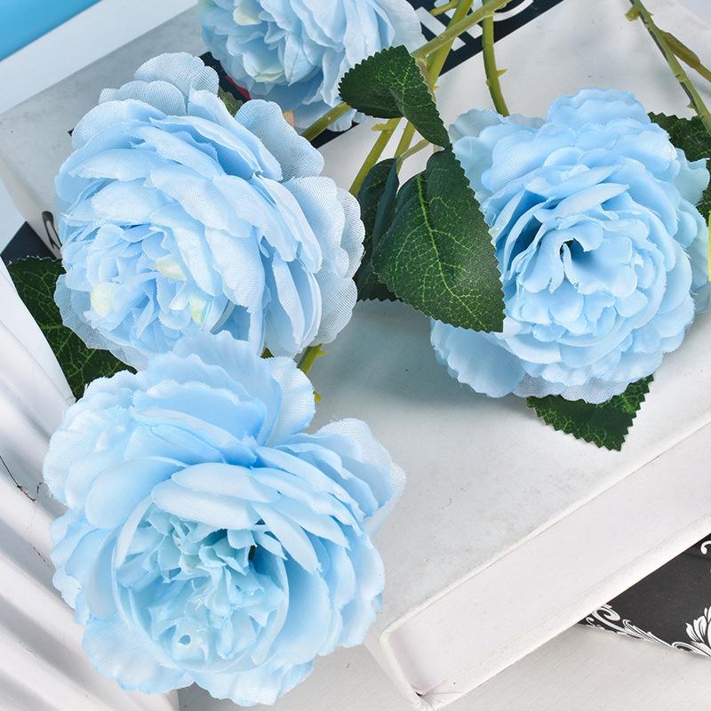 European Style 3-Head Peony Wedding Arrangement - Artificial Silk Flowers for Home Decor