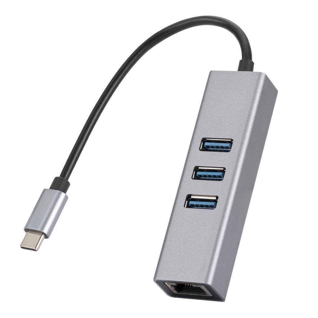 NIC din aluminiu USB3.1 Type-C la RJ45 + NIC 3.0 HUB Gigabit fără driver
