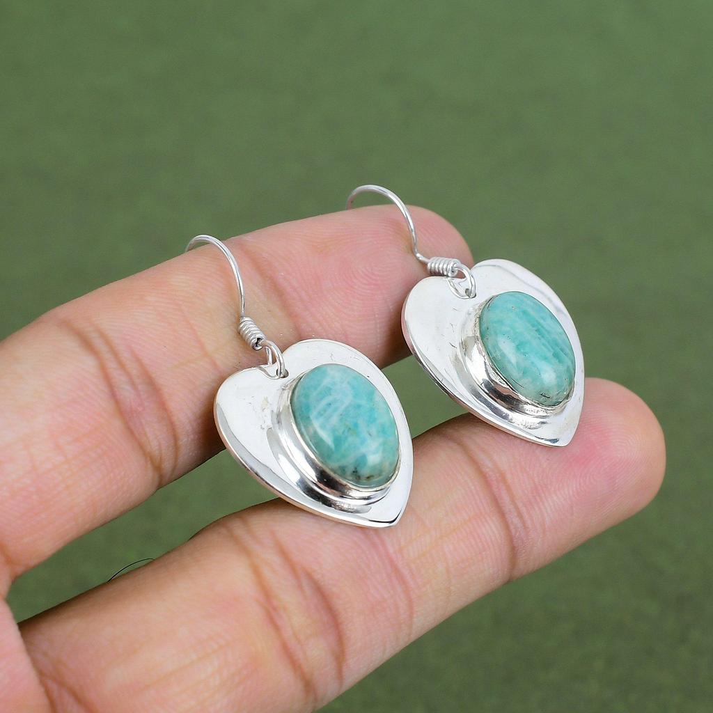 Amazonite Earring 925 Sterling Silver Earring Gemstone Handmade Earrings Amazonite Jewelry Latest Design Earring Silver Jewelry Gift For Her