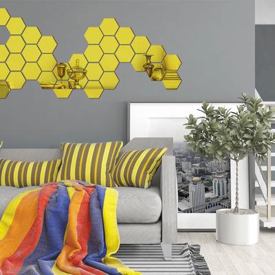 12Pcs 3D Mirror Hexagon Vinyl Removable Wall Sticker Decal Home Decor