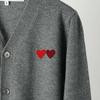 Japanese Double Heart V-neck Wool Cardigan - Loose, Versatile Knitwear Sweater