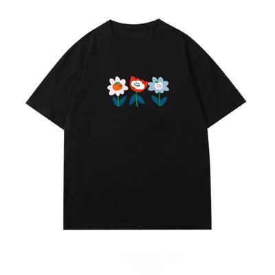 Japanese Pure Cotton Short-sleeved T-shirt Womens Summer Tide Korean Version Round Neck Printing Loose Half-sleeve