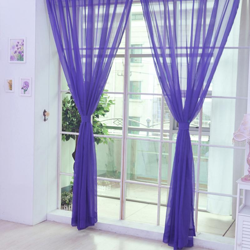 1 Pcs Rod Pocket Rainbow Curtain Pure Color Tulle Curtain For Living Room Sheer Voile Wedding Decor Modern Bedroom Window Tulle