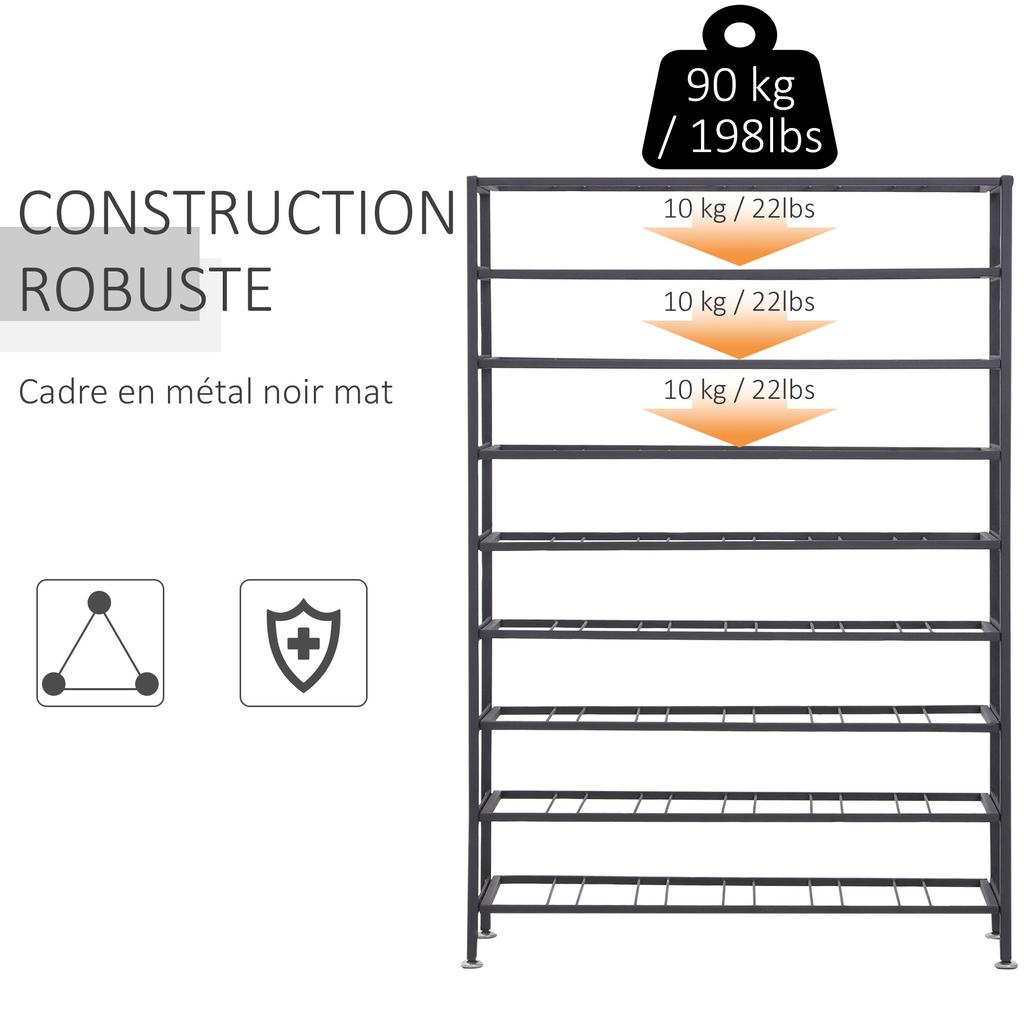 Wine Rack Bottle Rack Bottle Storage Capacity 54 Bottles Dim. 63L x 25W x 91H cm Black Metal