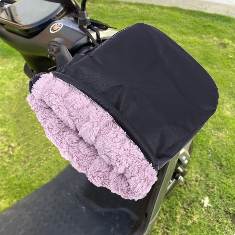 

2PCS Winter Electric Bike Gloves - Warm Thickened Handle Covers, Rainproof & Windproof Motorcycle PU Leather Hand Gloves 1Pair