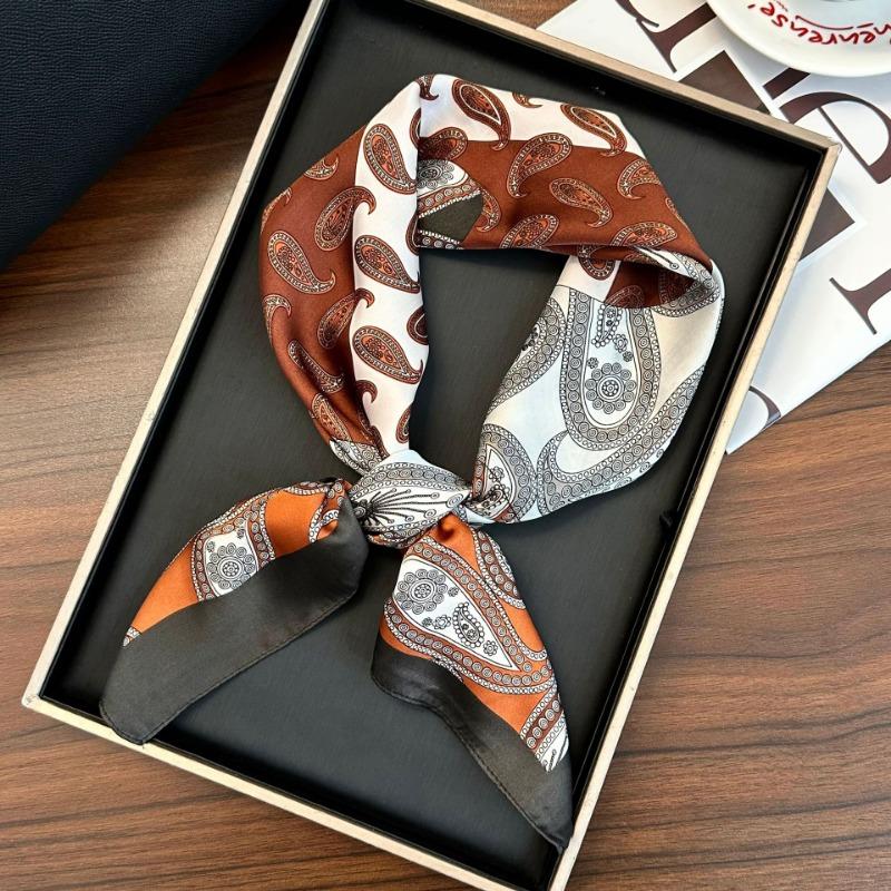 Polka Dot Silk Scarf Square Scarf High-end New Versatile Decorative Scarf Scarf Scarf Neck Cashew Flower Scarf Shawl Can Be Used As a Tube Top