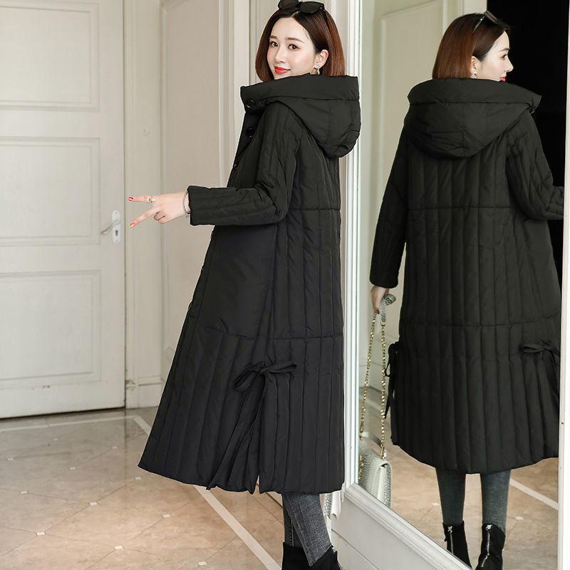 Women's Winter 3XL Plus Size Thickened Padded Warm Outerwear Long Slim Casual Comfortable Hooded Button Jacket