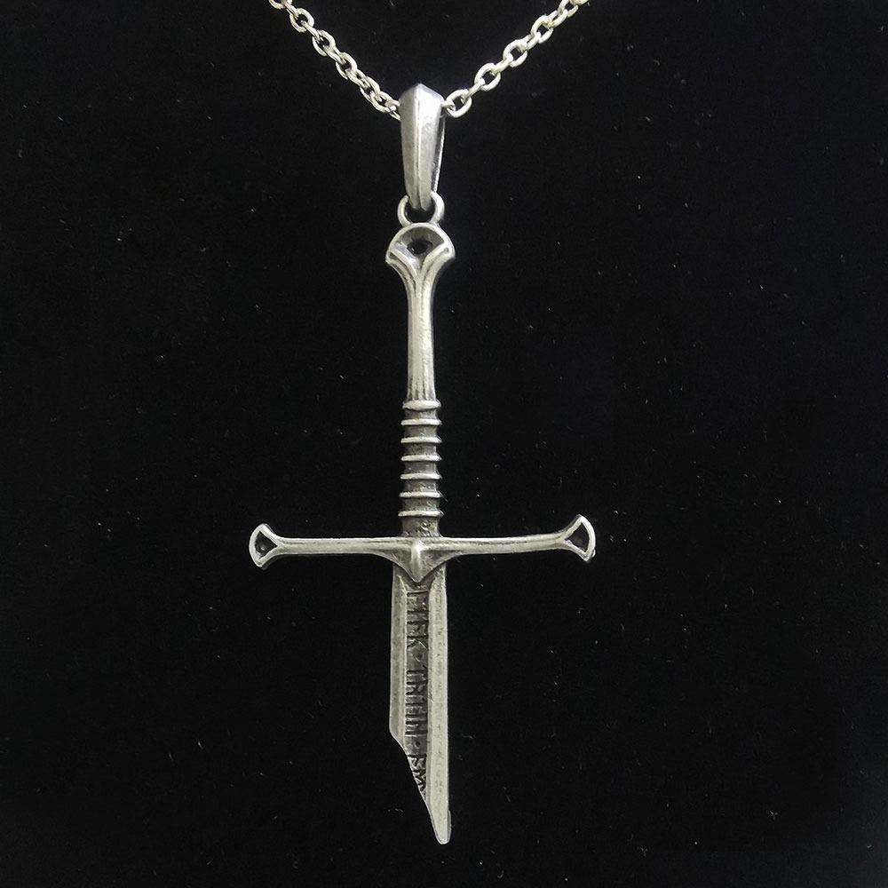 Aragorn Narsil Broken Sword Cosplay Necklace Vintage Punk Choker for Women Men  Accessories  Jewelry Gifts