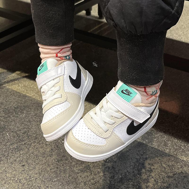 Nike Court Borough Comfortable Sports Durable Breathable Low-Top Sneakers Baby Sneakers Gray White DZ2788-101
