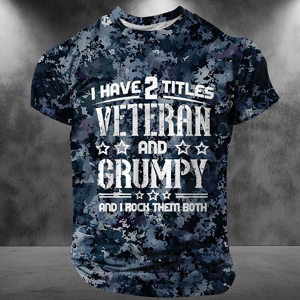 Men's Camo Camouflage 3D T-shirt Fashion Cool Veteran Sport T Shirt Casual Personality Outdoor Short Sleeve Tops Summer Clothing
