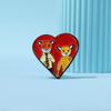 Whimsical Fox Heart Badge Colorful Cartoon Geometric Brooch Fun Cute Accessory For Couples And Friends