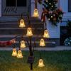 Solar Garden Lights Halloween Tree Stump Light, Powered Stake Twinkling Light Yard Stakes with Ghost Pumpkin Cat Ornaments, Vintage Glowing