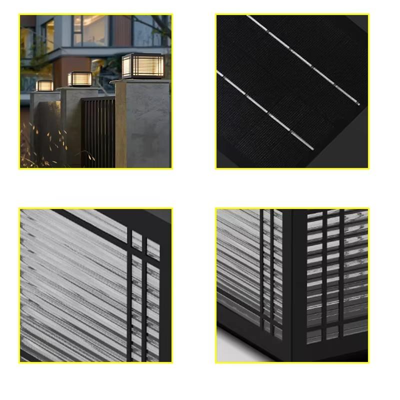 Main Gate Solar Pillar Light LED E27 Base IP65 Waterproof Outdoor Garden Post Fence Lamp