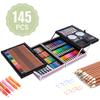 ערכת אמנות דלוקס 145 חלקים של Bisofice עם מארז אחסון מאלומיניום כוללת טושי צבעי מים פלטה