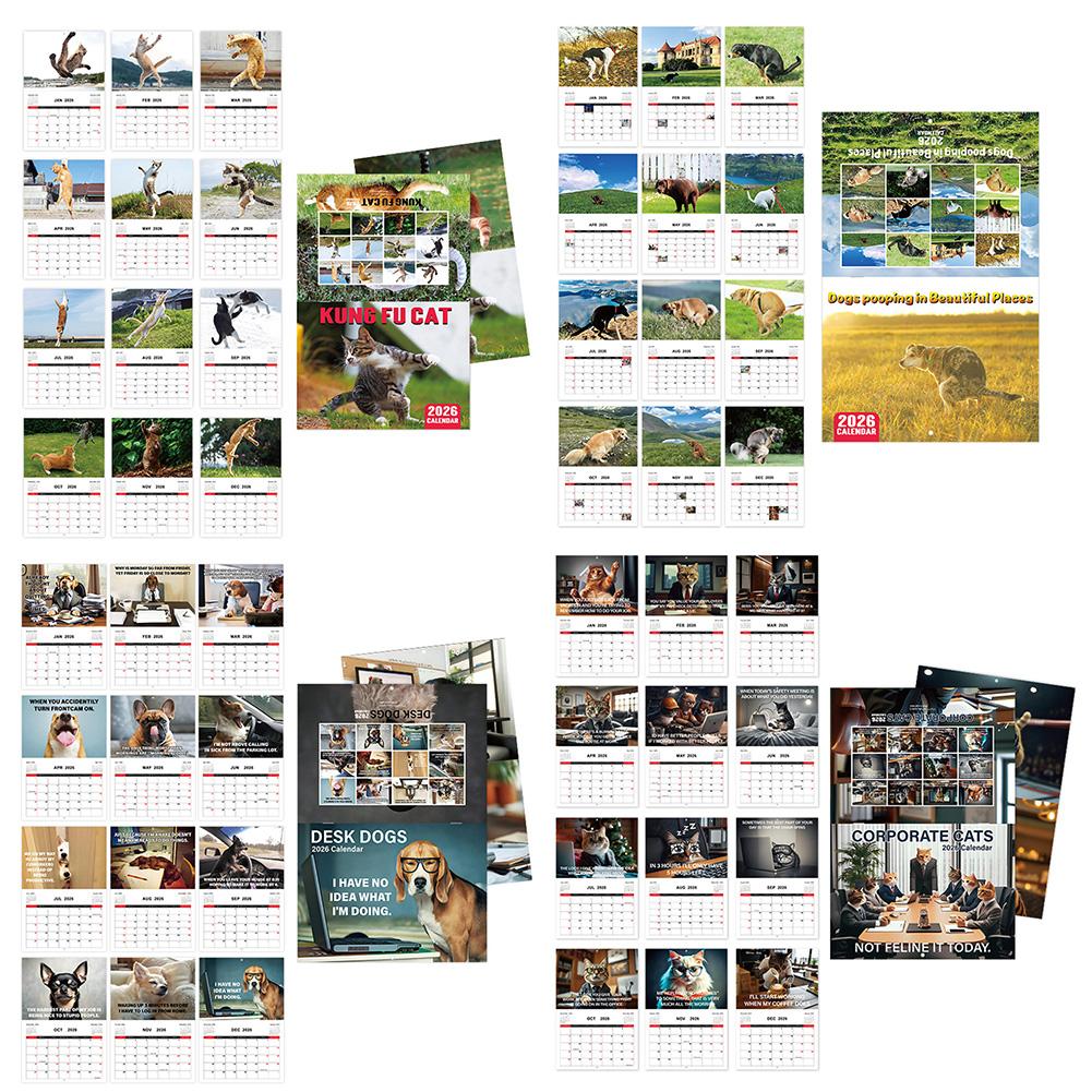 12-Month Calendar Monthly Planner Funny Animal Calendar Hanging Calendar for Office School Home