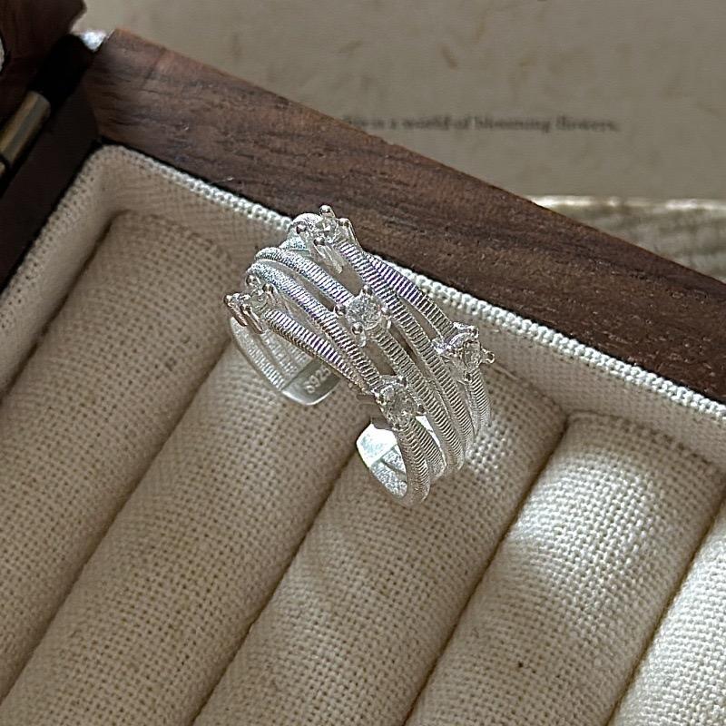 925 Sterling Silver Rings For Women Geometric Fine Jewelry Finger Adjustable Simple Interware CZRing For Party Birthday Gift