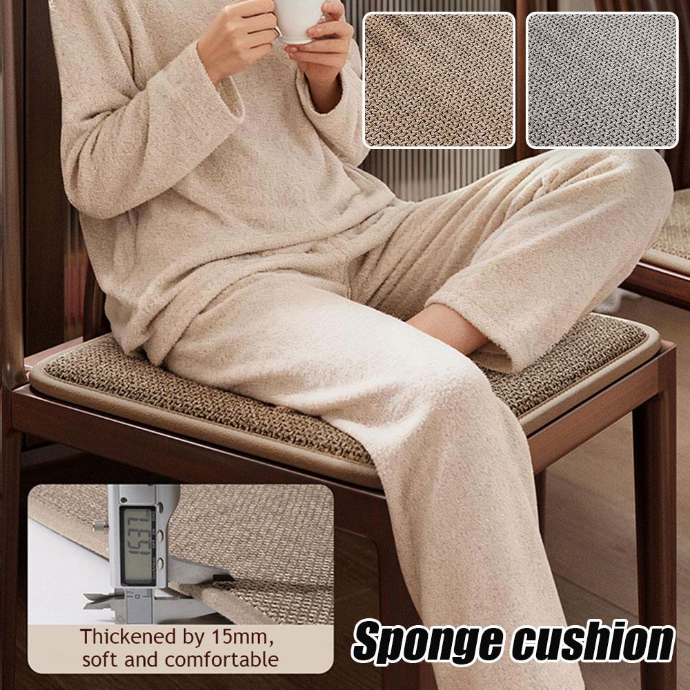 Breathable Linen Chair Seat Cushion Non-Slip Thick Memory Sponge Padded Pad Comfortable Square Chair Cushion For Dining & Office