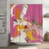 Fashionable Bath Shower Curtain Print Decor For Home Bathroom Decoration Pink Abstract Art With Orange Yellow Green Splashes, Po