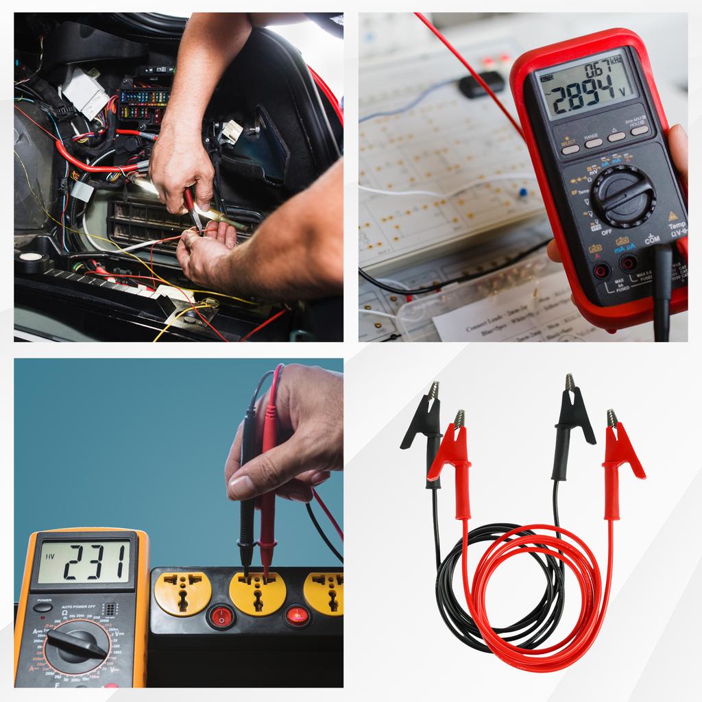 16Pcs Alligator Clip Electrical Test Wires Set 1m/3.3FT 14 Gauge Jumper Wires Kit Dual Probe Multimeter Measure Tool