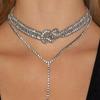 European & American Fashion Diamond Lock Choker: Women's Clavicle Necklace for Evening Dress