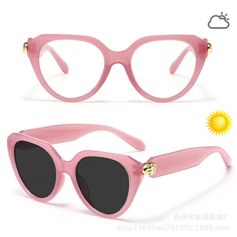 New fashion light luxury color-changing flat glasses UV-proof sunglasses for women, European and American men