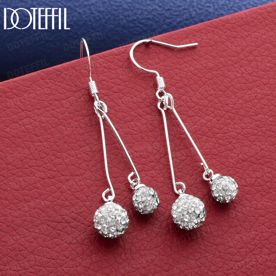 Exquisite 925 Sterling Silver AAA Zircon Pendant Earrings - Charming Gift Jewelry 6mm+8mm