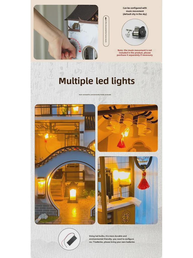 Hongda DIY Poetische Holzvilla: Handgefertigtes Montagespielzeug im antiken Stil als Geschenk