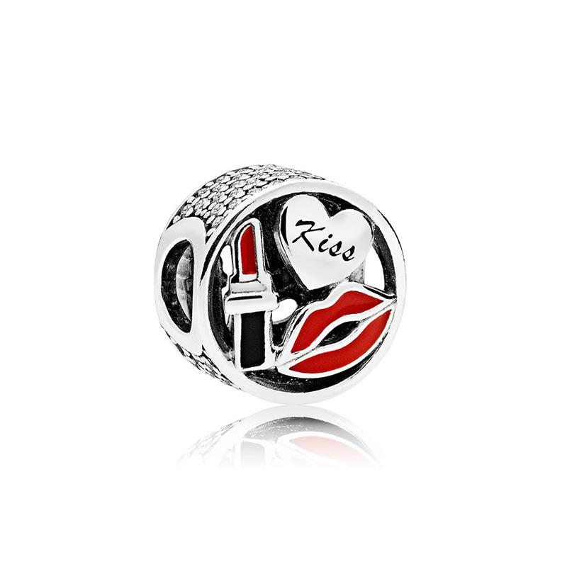 New S925 Silver Red Valentine's Day Series Love Lantern Apple DIY Charm Bead Jewelry Suitable for Bracelet Women's Love Gift