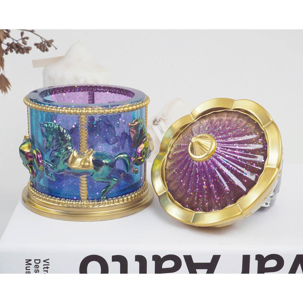 DIY Epoxy Carousel Mold Candle Cup Jar Storage Box Molds Silicone Resin Bottle Mold for DIY Craft Jewelry Storage