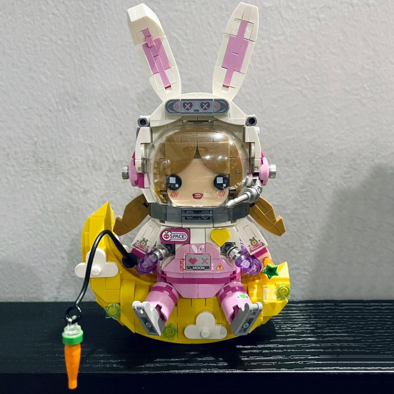 LOZ 1754 Weltraumabenteuer Kaninchen Astronaut Mädchen Mond Karotte Raumfahrer Puppe DIY Mini Blöcke Ziegel Gebäude Spielzeug für Kinder Keine Box
