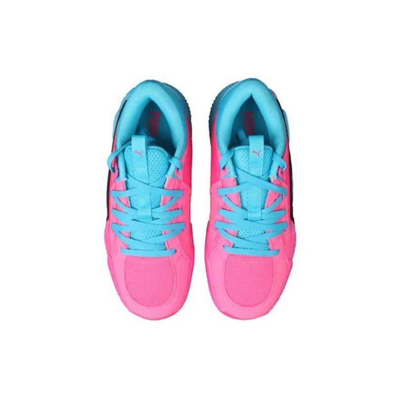 PUMA Court Rider 1.0 Chaos Imbalan Men Fashion Versatile Cushioned Wear Resistant Low Top Basketball Shoes Pink Blue 378613-01