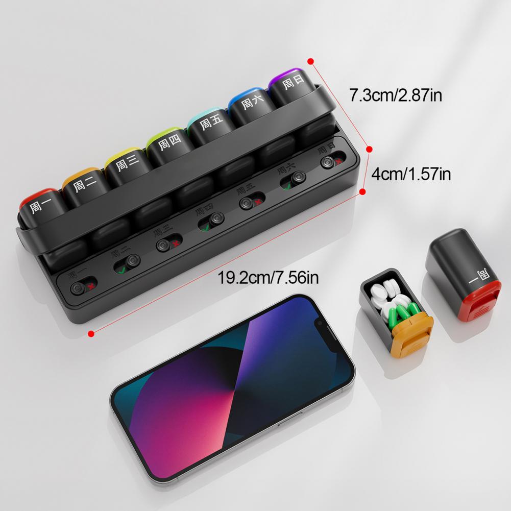 Aufbewahrungsbox Pillendose Kapazität Wöchentlicher Pillenorganisator für Reisen Staubdicht Feuchtigkeitsdicht Medikamentenbox mit Fächern für Tabletten