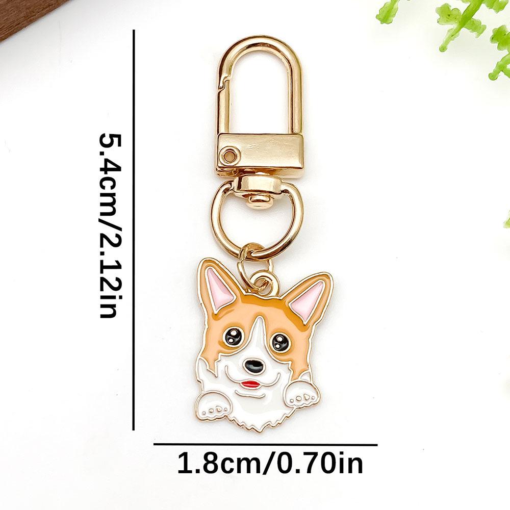 Cartoon Drip Oil Dog Keyring: Schnauzer, Corgi, Pekingese Zinc Alloy Pendant