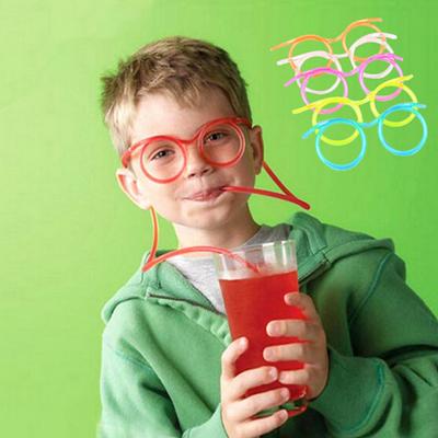 Creative Funny Flexible Glasses Drinking Straws Novelty Children Party Supply