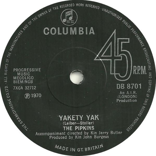 

7inch Record PIPKINS - Yakety Yak DB8701 Columbia 1970 UK Pop Used