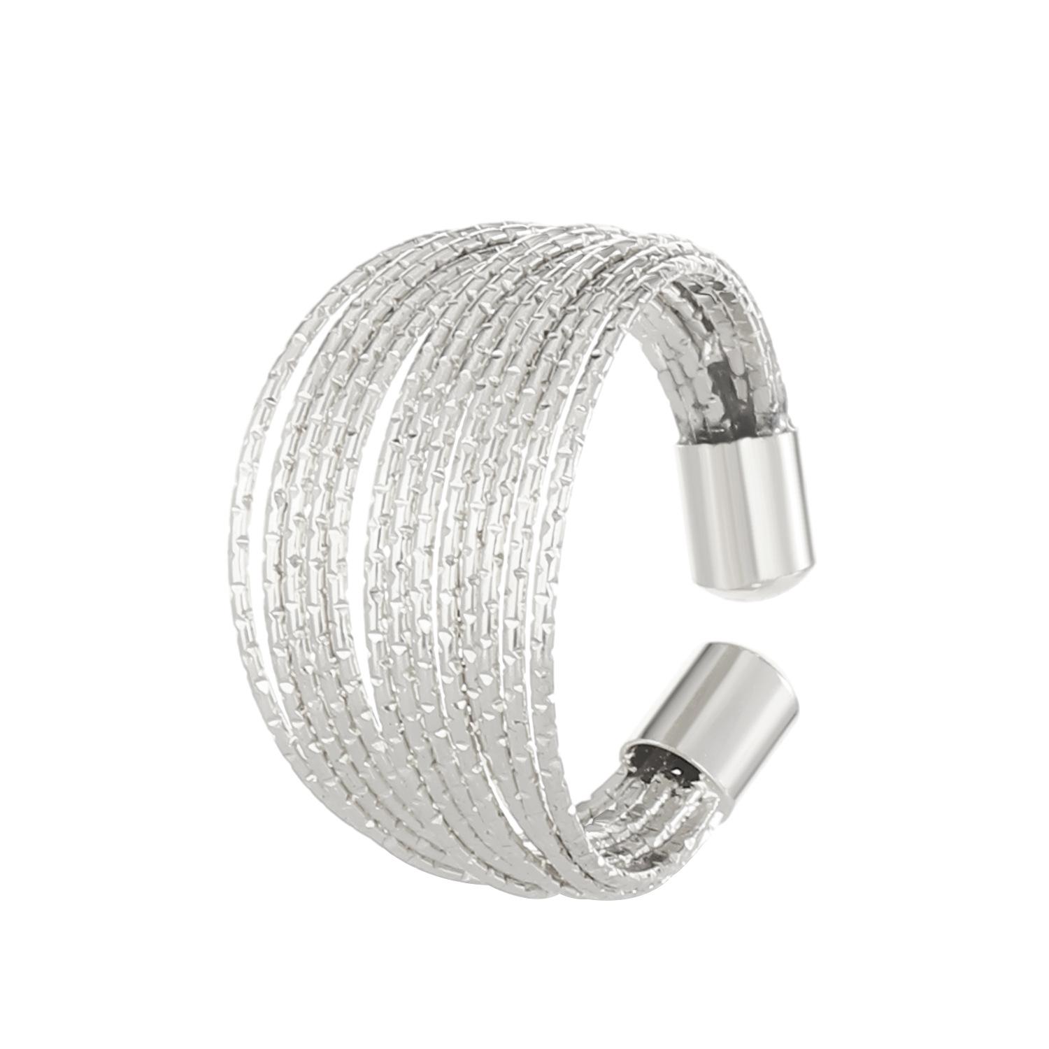 

Светлое роскошное многослойное открытое кольцо с гибкой металлической проволокой для женщин 1 pcs-ring серебряный