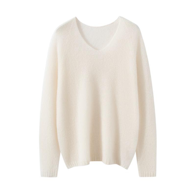 Classic Cashmere & Mulberry Silk V-Neck Women's Pullover Knitwear
